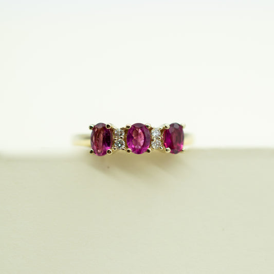 Anillo turmalinas rosa